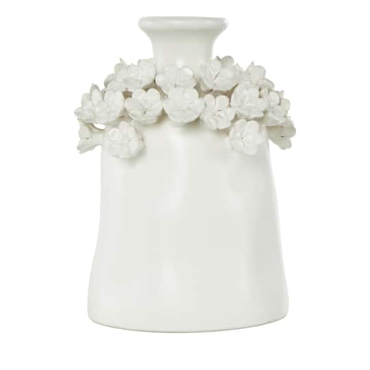 9" White Flower Decorative Ceramic Vase